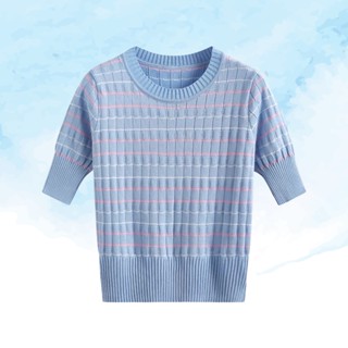 [𝗣𝗥𝗘-𝗢𝗥𝗗𝗘𝗥] 🧶Soul knit top เสื้อแขนสั้นไหมพรมลายตาราง