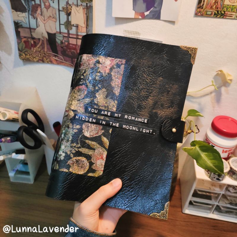 Travelers Journal Black Leather Flower Vintage Custom Title A5 Black Leather Journal