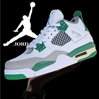 ขายดี Air Jordan 4 Retro รองเท้าผ้าใบบาสเก็ตบอล สีขาว สีเทา สีเขียว AJ4