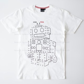 ♦■◎【ผ้าฝ้ายแท้】Robot (หุ่นยนต์) เสื้อยืดคอกลมคุณภาพดี ลายสกรีนมือ ออกแบบตามใจพ่อค้า