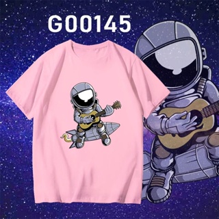 เสื้อยืด K G00145 GUITAR ASTRONAUT NASA CARTOON TSHIRT GRAPHIC  COTTON COOL SPACEMAN CHIBI WHOLESALE BAJU LAWA_49