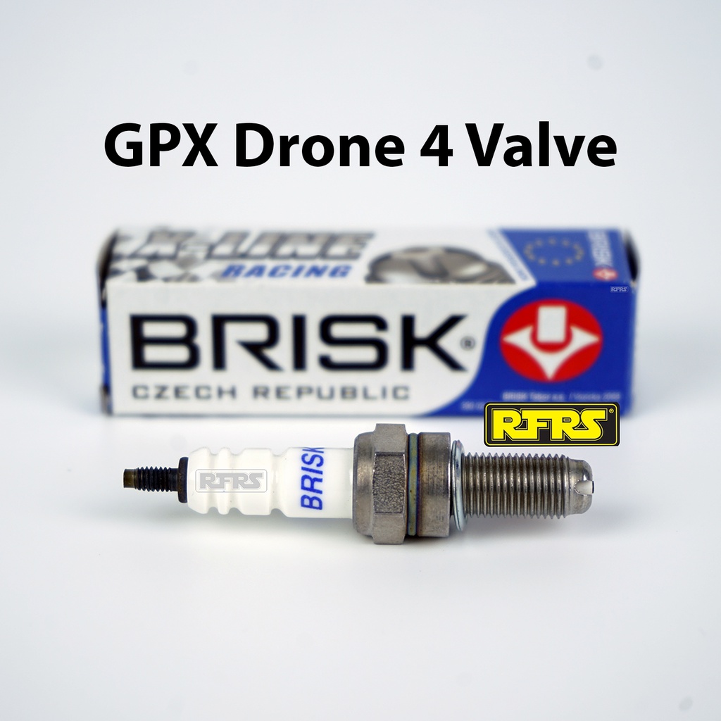 หัวเทียนBRISK X-Line 4 เขี้ยวแกนเงิน GPX Drone 4 Valve (8X21ROA) xline Spark Plug Made in EU