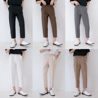 NEW PANTS กางเกงสแลคทรงกระบอกเล็กเอวสูงขาลอย