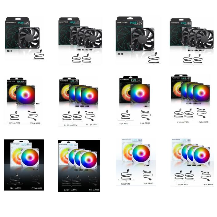พัดลมระบายความร้อน Phanteks M25-120 M25-140 120 มม. 140 มม. PWM D-RGB ARGB สําหรับเคส PC