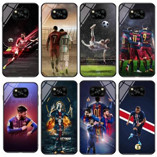 เคสโทรศัพท์มือถือกระจกนิรภัย แบบแข็ง ลายฟุตบอลโลก Ronaldo Messi สําหรับ Xiaomi Poco X3 pro X3 nfc Poco F3 Poco M3