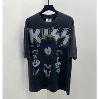 ❤️ พร้อมส่ง ❤️เสื้อยืดคอกลม แขนสั้น พิมพ์ลาย Kiss heavy metal rock สไตล์วินเทจ สําหรับผู้ชาย และผู้หญิง