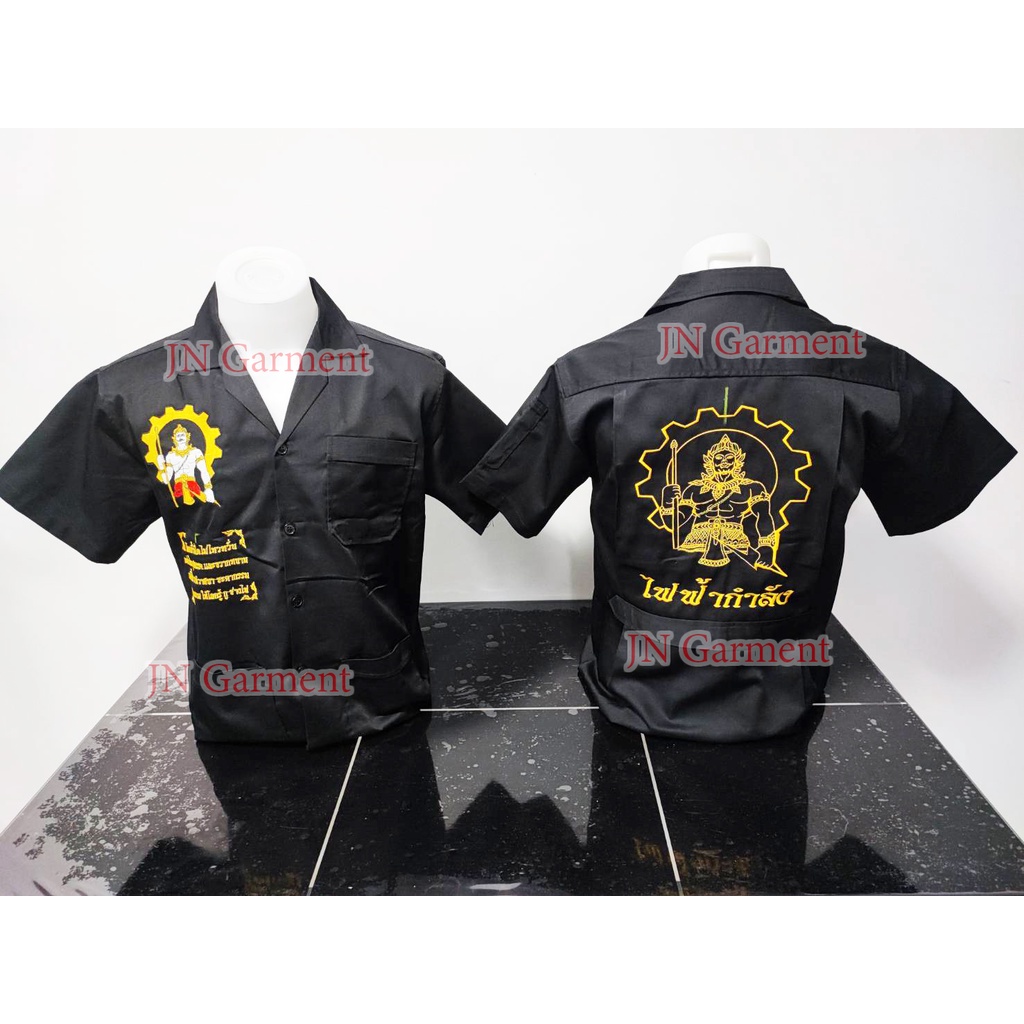 (พร้อมส่ง)#เสื้อช็อปปักลายพระวิษณุไฟฟ้ากำลัง 5สี