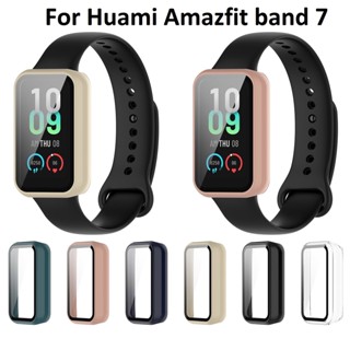 2in1 ฟิล์มกระจกนิรภัยกันรอยหน้าจอ ขอบแข็ง สําหรับ Huami Amazfit band 7 Smart