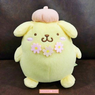 ตุ๊กตา Pompompurin ประดับดอกไม้สีชมพู ขนาด 20 x 22 ซม.