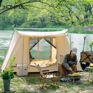 Homful รุ่น double spring tent เต็นท์ขนาดกลาง สำหรับ 2 - 3 คน เต็นท์ผ้า ผ้า Polyester - contton canvas + PVC กันน้ำกันฝน