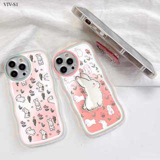 【ฟรี ที่วางโทรศัพท์】VIVO T1 T1X S1 Pro 5G เคสวีโว่ สำหรับ Soft TPU Clear Case การ์ตูน Flower Rabbit เคส เคสโทรศัพท์ เคสมือถือ เคสนิ่ม Big Wave Shockproof Cover