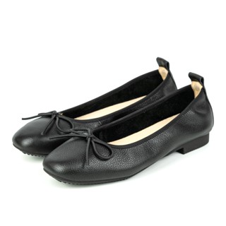 Pierre Cardin รองเท้าผู้หญิง รองเท้าส้นแบน รองเท้าบัลเล่ต์ รองเท้าคัทชู นุ่มสบาย ผลิตจากหนังแท้ สีดำ รุ่น 52AD145