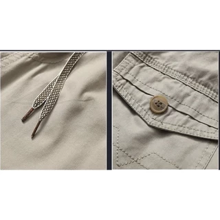 กางเกงขาสั้นผู้ชาย เอวยางยืด กระเป๋ามีซิป ไซส์ XL-5XL สไตล์เรียบง่าย ใส่สบาย ผ้าคอตตอนอย่างดี