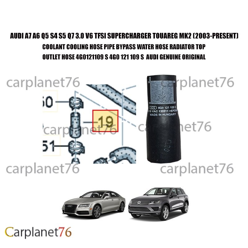 AUDI A7 A6 Q5 S4 S5 Q7 3.0 V6 TFSI SUPERCHARGER TOUAREG MK2 COOLANT HOSE BYPASS WATER HOSE RADIATOR 
