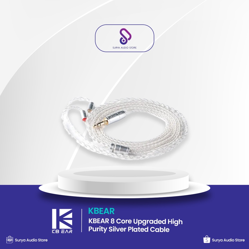 KBEAR 8 Core อัพเกรดสายเคเบิลชุบเงินความบริสุทธิ์สูง