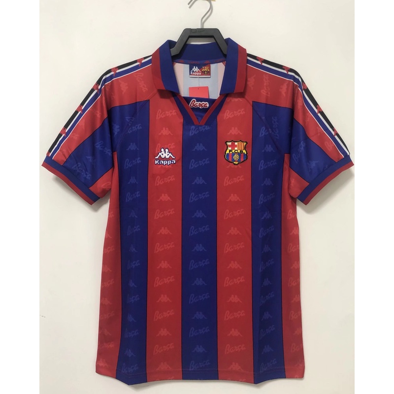 เสื้อกีฬาแขนสั้น ลายทีมชาติฟุตบอล Barcelona 96 97 ชุดเหย้า สไตล์วินเทจ ไซซ์ S-XXL AAA