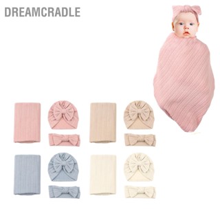 Dreamcradle 3 ชิ้น ที่คาดผม ผ้าห่ม ที่คาดผม ผ้าฝ้าย โพลีเอสเตอร์ เนื้อข้าวสาลี สีพื้น ผ้าห่อตัว