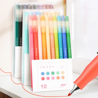 ปากกาสีไฟเบอร์ 0.4 มม. 10 สี เรียบง่าย สีสันสดใส สําหรับนักเรียน