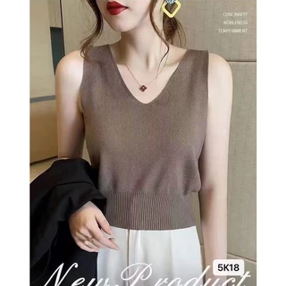 เสื้อไหมพรม เสื้อกล้าม เสื้อกั๊ก คอวี ผ้านิ่ม รุ่น5K18