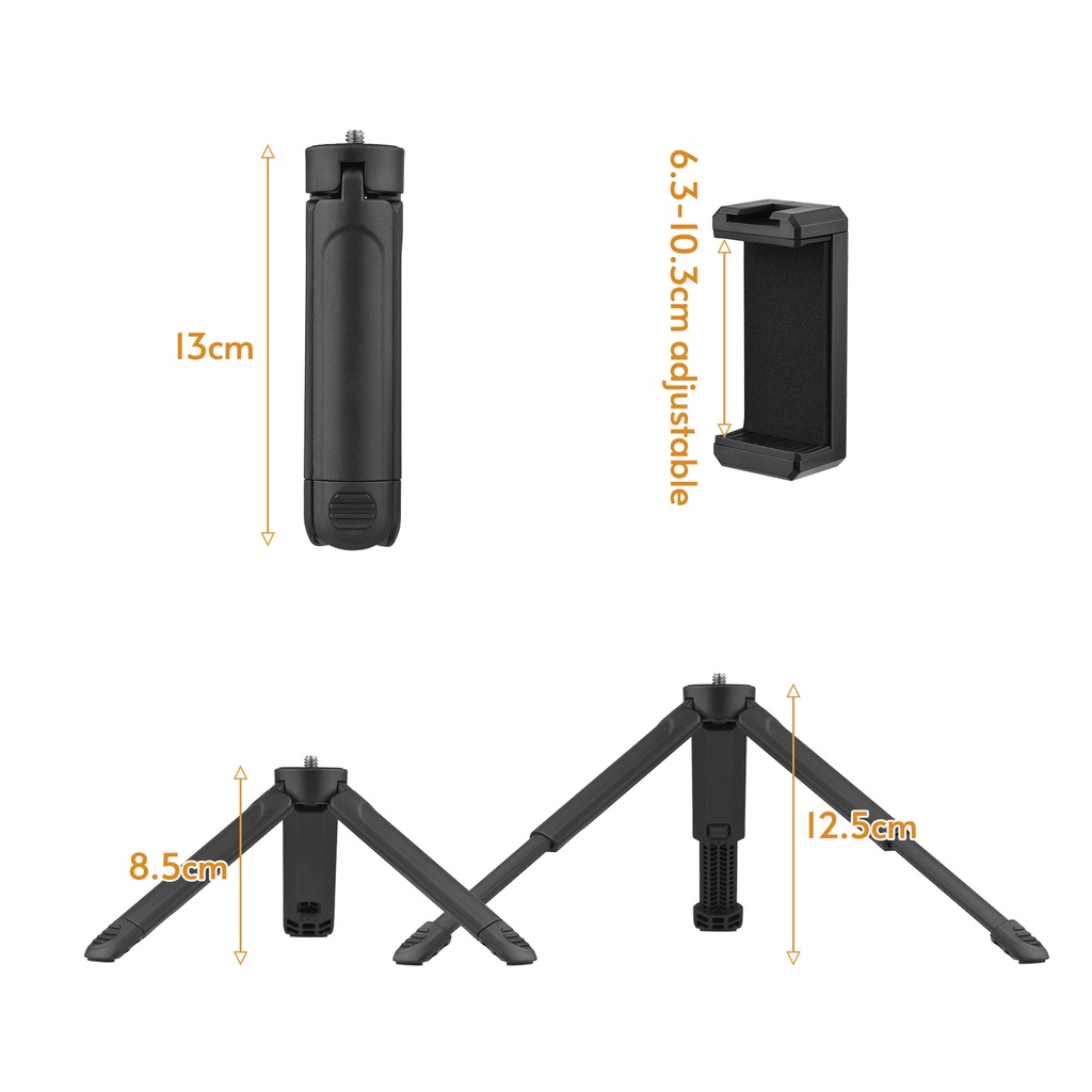 Kingjoy KT-26 ขาตั้งกล้อง หัวบอล ขนาดเล็ก หมุนได้ พร้อมคลิปหนีบโทรศัพท์ สกรู 1/4 นิ้ว สําหรับสมาร์ทโฟน กล้องเซลฟี่ บันทึกวิดีโอ ไลฟ์สด
