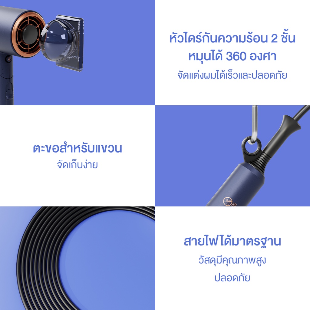 Haxon Portable Hair Dryer 1400W รุ่น D2201 ไดร์เป่าผม พกพาได้ ปรับได้ 3 ...