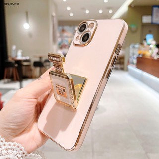 Realme C33 C31 C30 C30S C2 เคสเรียวมี สำหรับ Case Mirror Perfume Folding Bracket เคสนิ่ม เคส เคสโทรศัพท์ เคสมือถือ Casing Case Luxury Phone Case Electroplating Casing Soft TPU Cover