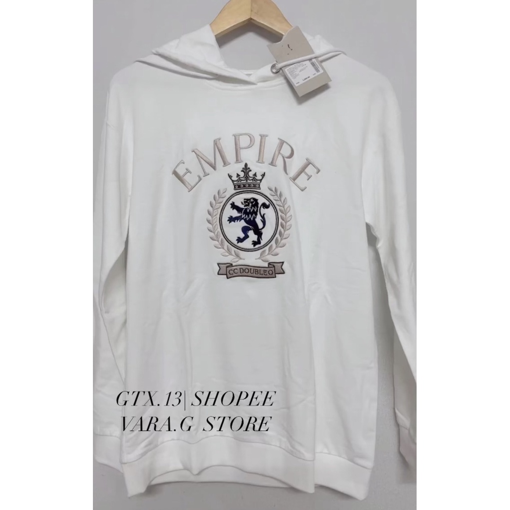 490 ฿ ✅ S ⬜ป้าย 1,590   CCOO แท้ 100% จากช็อป เสื้อฮู้ดสีขาว ปัก EMPIRE  CC-OO(ซีซีดับเบิ้ลโอ) ใส่ได