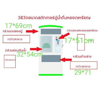 สติ๊กเกอร์ ตู้น้ำดื่มหยอดเหรียญ ยกชุด 4ชิ้น มี2สี ให้เลือก โทนสีเขียว โทนสีน้ำเงิน