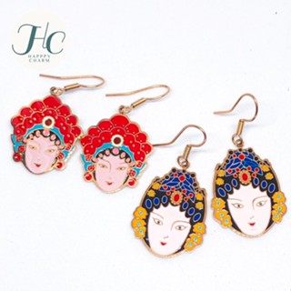 ต่างหูตรุษจีน รูปหน้าสาวจีน สวยงามเข้ากับเทศกาล น้ำหนักเบา earrings