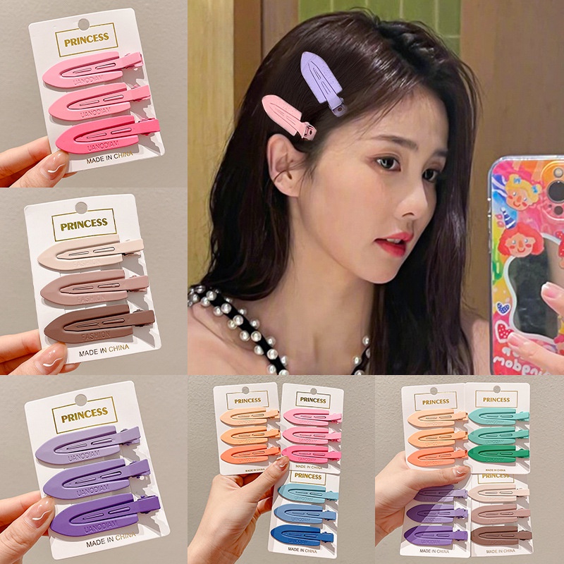 กิ๊บติดผมหน้าม้า สีแคนดี้ แฟชั่นสําหรับผู้หญิง จํานวน 3 ชิ้น