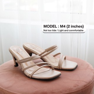 ZAABSHOES รุ่น M4 ส้นสูง 2 นิ้ว สี ครีม (CREAM) ไซส์ 34-44  รองเท้าส้นสูง รองเท้าออกงาน รองเท้างานแต่ง หน้าเท้ากว้าง