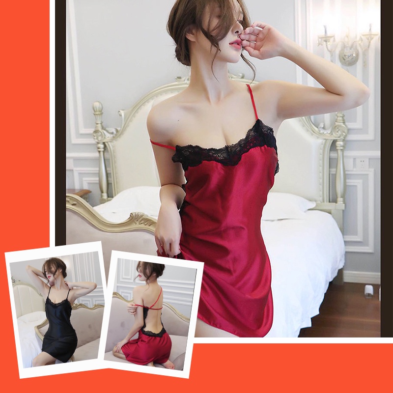 บาท106 ชุดนอนเว้าหลังเซ็กซี่ ชุดนอนสายไขว้หลังลูกไม้เซ็กซี่