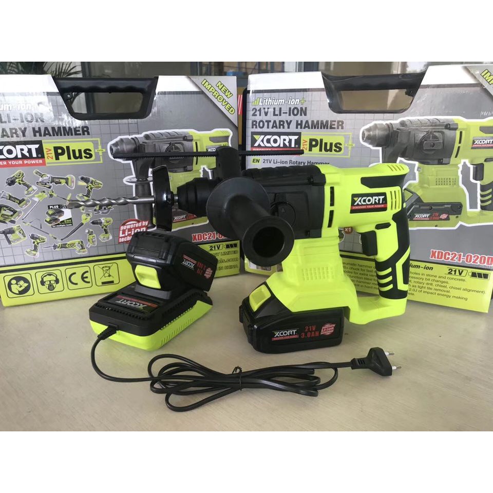 XCORT สว่านโรตารี่ 21V รุ่น XDC21-020D  ไร้สาย 2 in 1 แถมแบตเตอรี่ 1 ก้อน + แท่นชาร์จ  สินค้าเเท้รับ