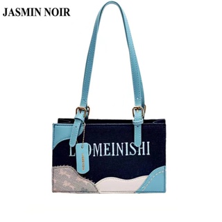 Jasmin NOIR กระเป๋าสะพายไหล่ กระเป๋าถือ พิมพ์ลายตัวอักษร ขนาดใหญ่ สีตัดกัน สําหรับสตรี