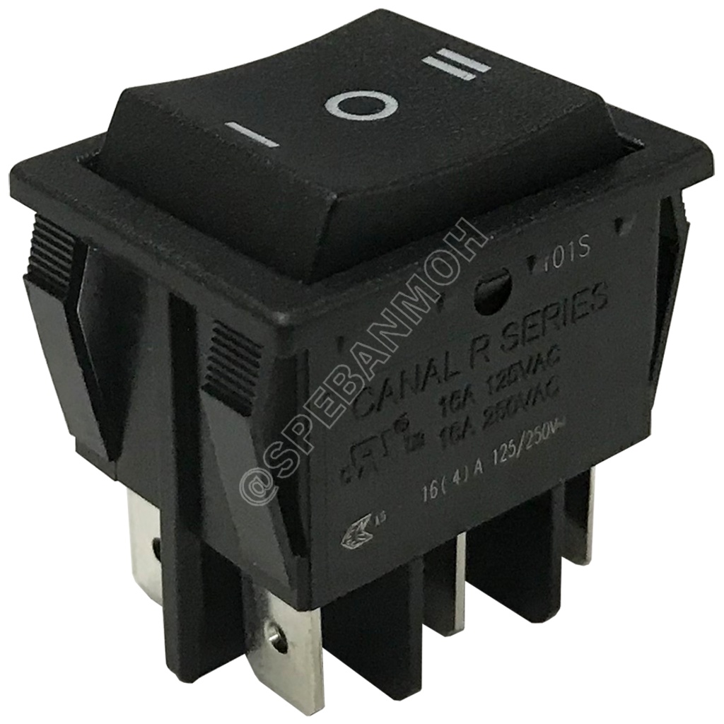 [ 1 ชิ้น ] R-230C6W สวิทช์กระดก Rocker Switch Taiwan R-230C6W 16A 250V ON-OFF-ON 6ขา สวิทช์กระดก หนา