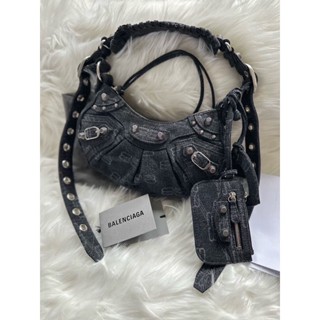 RARE !!! NEW BALENCIAGA LE CAGOLE XS SHOULDER BAG Silver hard รุ่นยีนส์เข้ม สีหายากที่สุด สี