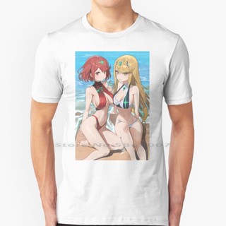 [S-5XL]Pyra &amp; Mythra-18 T Shirt 100% Cotton Pyra Homura Mythra Hikari Xc2 Lewd Sexy Boobs Oppai Pantsu Anime Girls _33