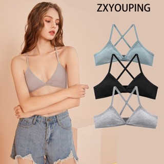 Zxyouping ผ้าฝ้าย สปอร์ตบรา ชุดชั้นใน เซ็กซี่ ผู้หญิง ไม่มีฟ…