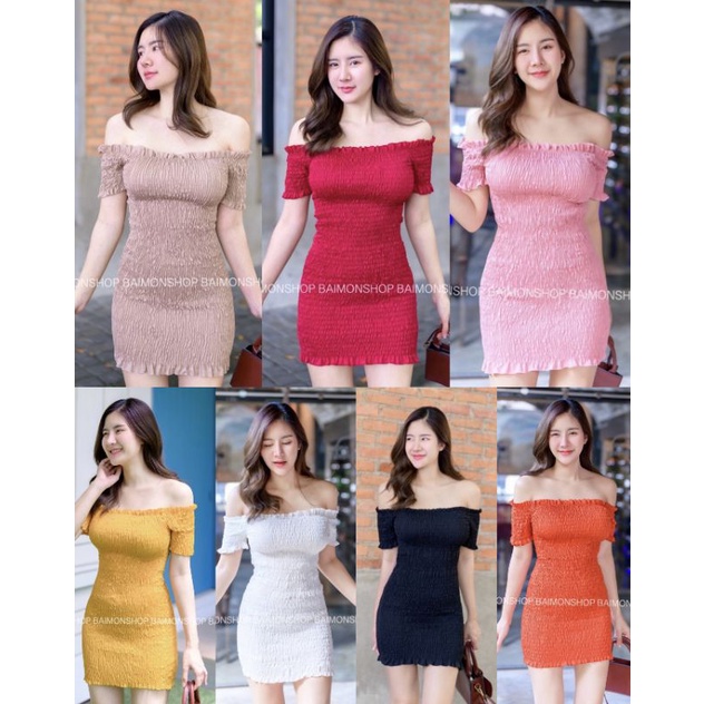เดรสสม็อค ทั้งตัวใส่แล้วแอบเซ็กซี่หน่อยๆ งานนิ่มใส่สบายมากๆ มากี่รอบก็หมดค่ะ ผ้าใส่สบาย น่ารักสุดๆ สีตามรูป