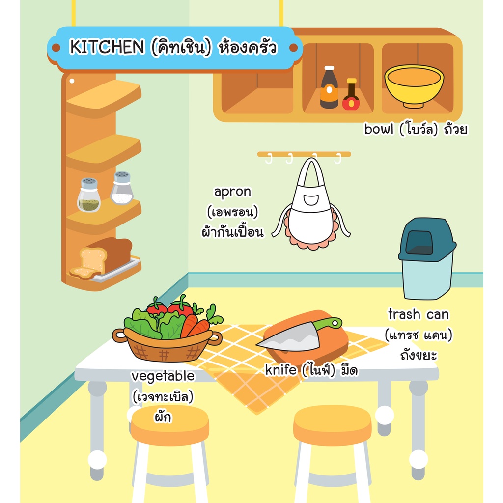 INSPAL : หนังสือ MY FIRST VOCABULARY SERIES คำศัพท์สำหรับหนูน้อย บ้านแสนสุขของฉัน 9786163813305 (Life Balance) - รูปที่ 4