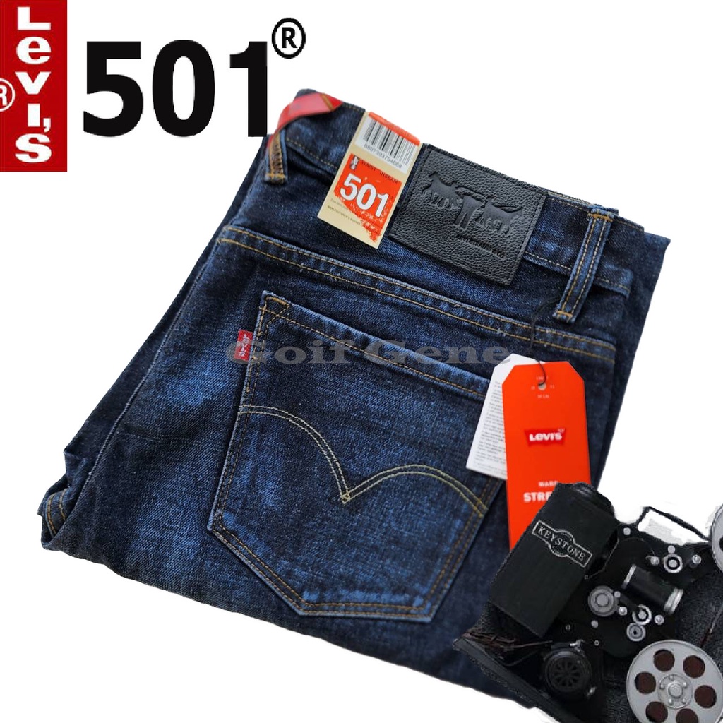 Levi;s 501 กางเกงยีนส์ ทรงกระบอกใหญ่ป้ายดำ สี Jeans สินค้าพร้อม1