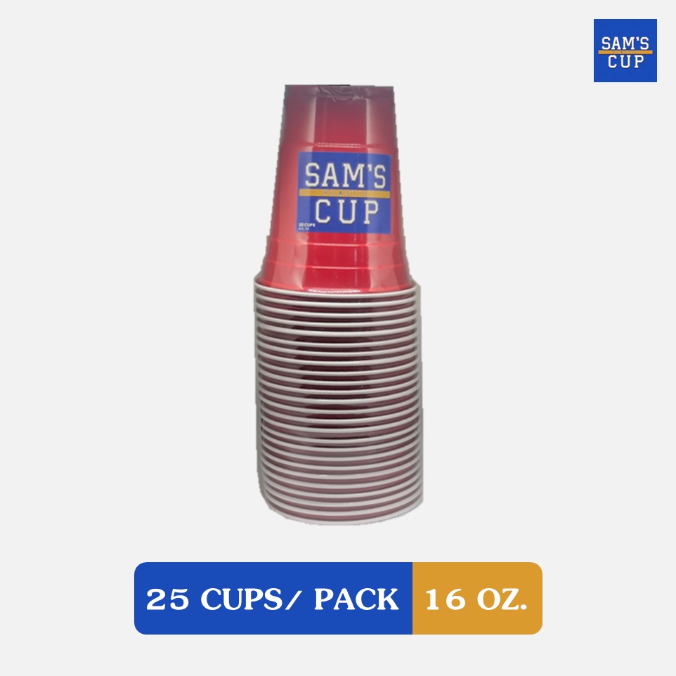 (แก้ว 25ใบ) Sam’s Plastic Cup แก้วแดงปาร์ตี้ ขนาด 16 oz. แก้วแดง Red cup