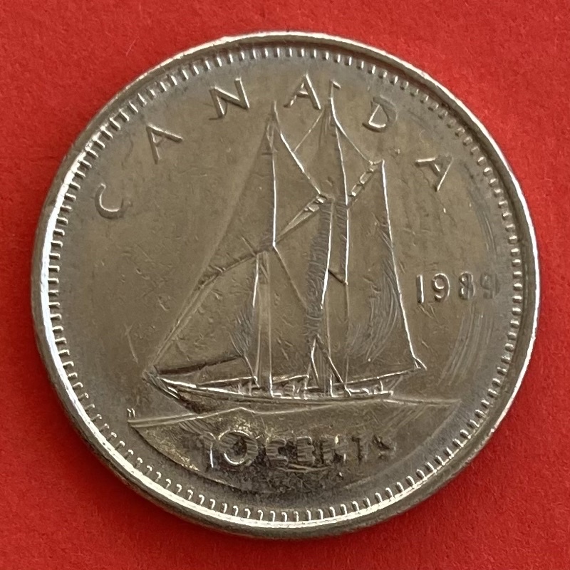 🇨🇦 เหรียญประเทศแคนาดา Canada 10 cents ปี 1989 เหรียญต่างประเทศ