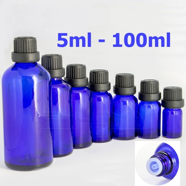 พร้อมส่ง5/10/15/20/30/50/100mlขวดแก้วอโรม่าเปล่าสีบลู จุกหยดใส่เซรั่ม น้ำมันหอมระเหย น้ำหอม สารเคมี เอนกประสงค์diyมาก