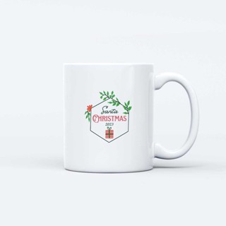 แก้วเซรามิคเคลือบเงาสีขาว Mug (Gift) พิมพ์ลายคริสมาสต์ Christmas &amp; New Year มาพร้อมกล่องพิมพ์ลายน่ารักๆ ของขวัญปีใหม่