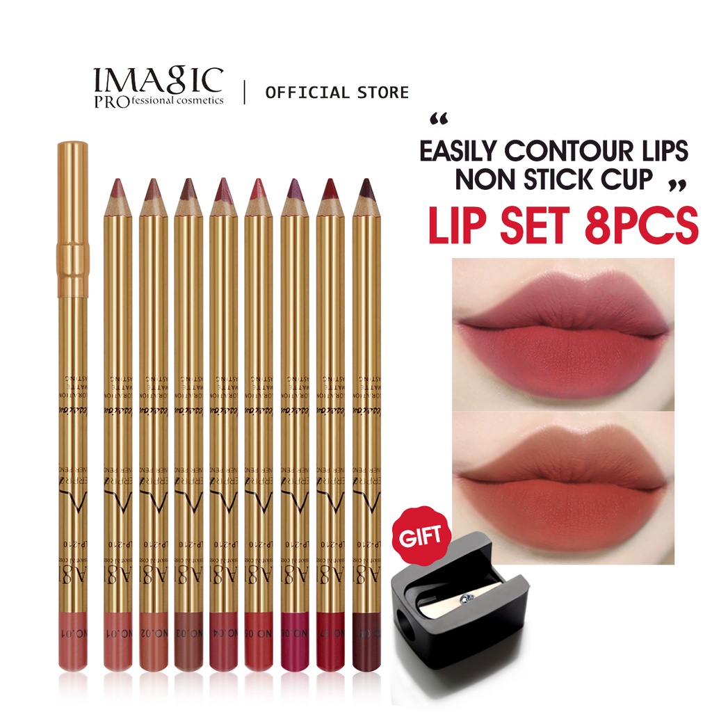 IMAGIC ดินสอเขียนขอบปาก ลิปไลเนอร์ กันน้ำ ติดทนนาน ครบเซ็ต 8 สี