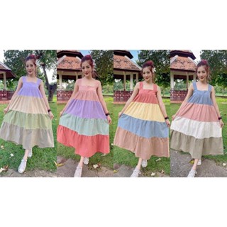 B26 ชุดเดรสผ้าฝ้ายขนมชั้น ใส่สบายไม่ร้อน