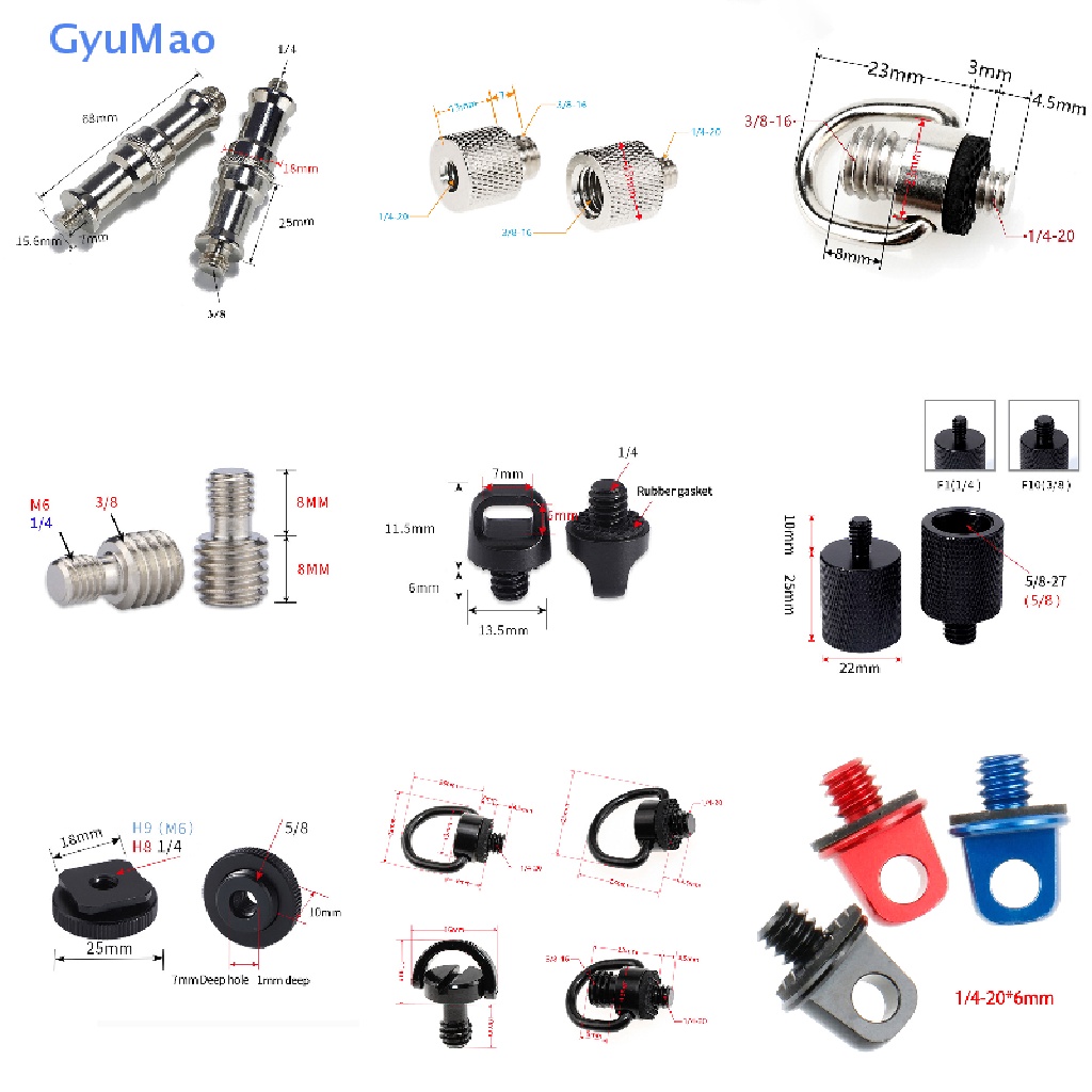 [cxGYMO] อะแดปเตอร์สกรูขาตั้งกล้อง 1/4 นิ้ว 1/4 นิ้ว D Ring 5/8-27 to 1/4 3/8 Screw/1/4-20 HDY