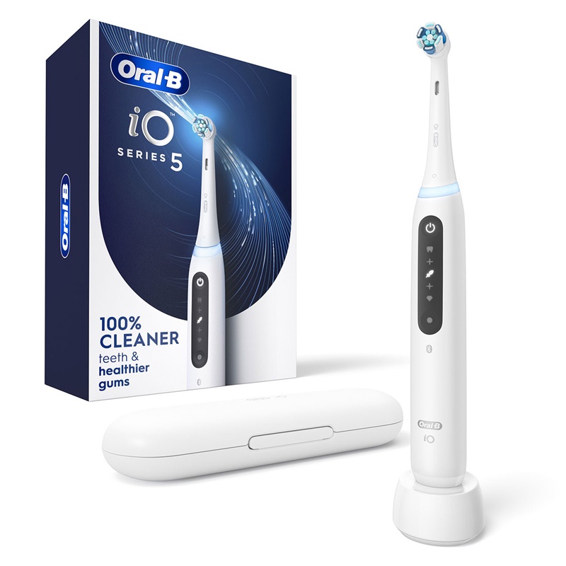 แปรงสีฟันไฟฟ้า Oral B iO5 แปรงฟันแบบชาร์จไฟได้พร้อมเซ็นเซอร์ความดันฟันขาว 5 โหมดการแปรงฟัน Quick Charge พร้อมกล่อง