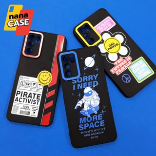 Oppo A3s A15 A16 A16k A31(2020) A53 A57(2020) F9 Reno 7z(5G) F11Proเคสมือถือนิ่ม TPU กันเลนส์กล้องนูนลายเท่ พื้นดำ